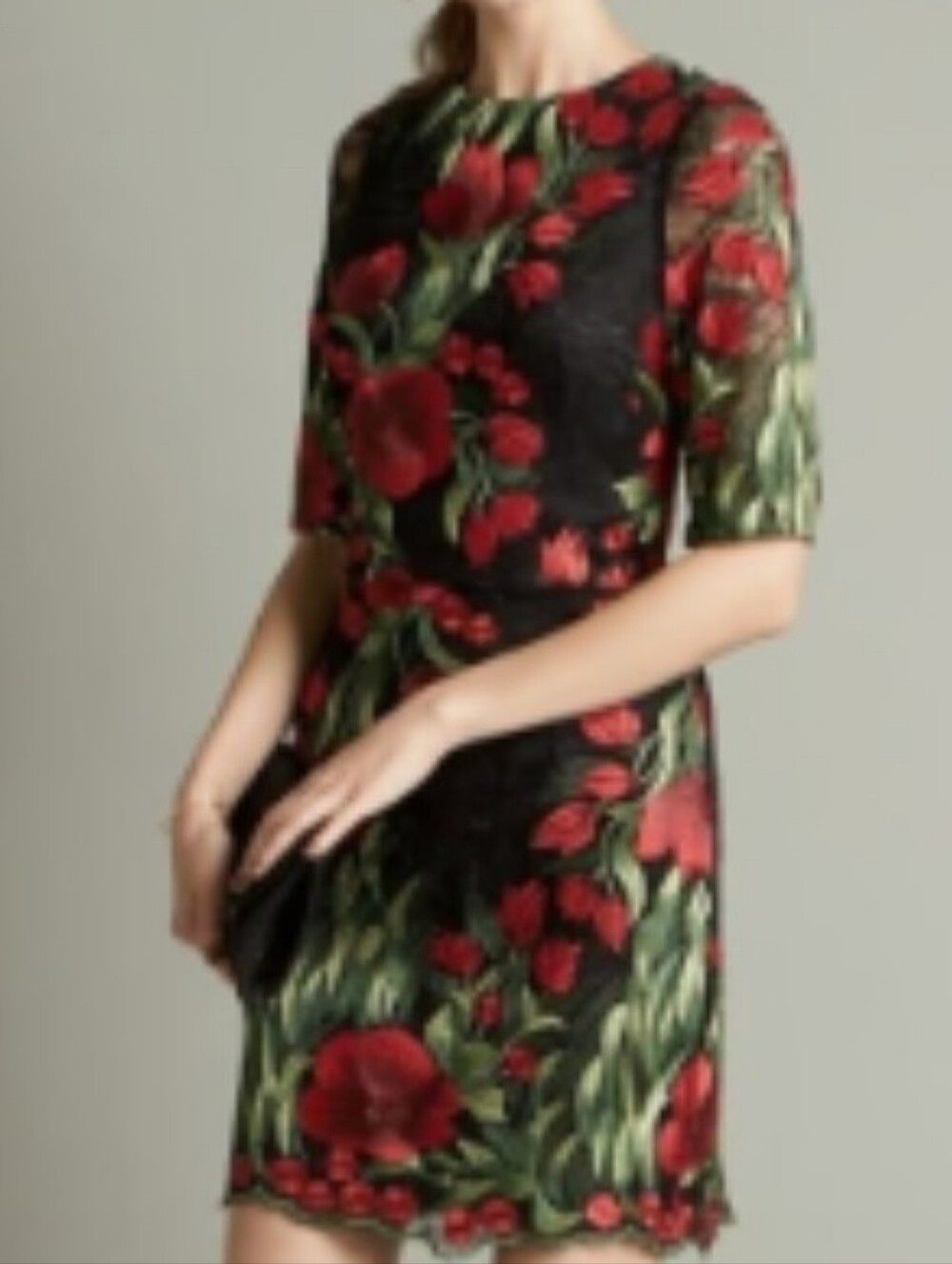 Aidan Mattox Illusion Floral Embroidered Sheath Dress Size 4